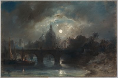 Vista de uma cidade à noite, 1831. de Camille Roqueplan