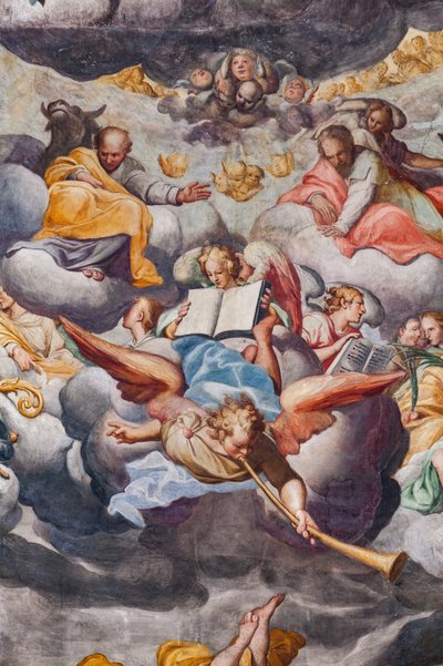 Anjos tocando música, detalhe do Juízo Final (fresco) de Camillo Procaccini