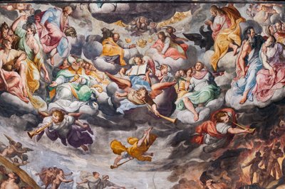 Anjos a tocar música, detalhe do Juízo Final (fresco) de Camillo Procaccini