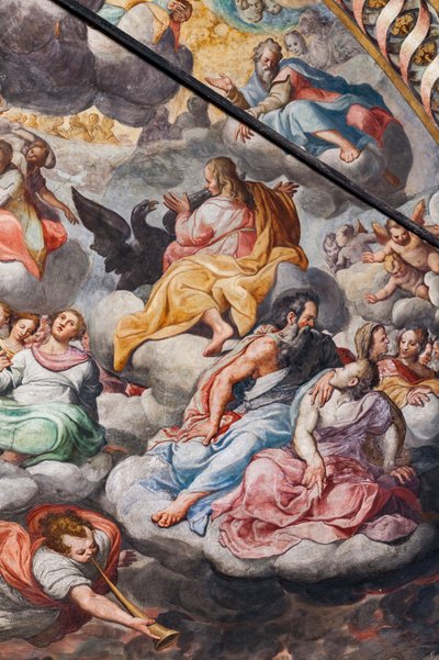 Anjos a tocar música, detalhe do Juízo Final (fresco) de Camillo Procaccini