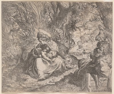 O resto na fuga para o Egito, 1587-1590. de Camillo Procaccini