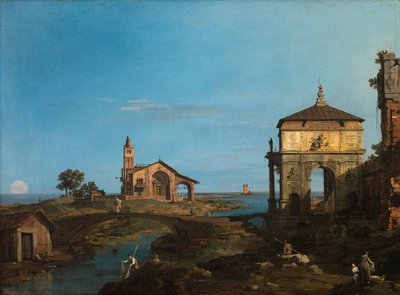 Uma ilha na lagoa com um portal e uma igreja de Canaletto (Giovanni Antonio Canal)
