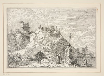 Paisagem com o Peregrino em Oração, da série Vedute (Vistas) de Canaletto (Giovanni Antonio Canal)
