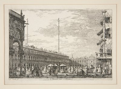 Le Procuratie Nuove e S. Ziminian V. (A Procura Nuove e a Igreja de San Geminiano, Veneza), da série Vedute (Vistas) de Canaletto (Giovanni Antonio Canal)
