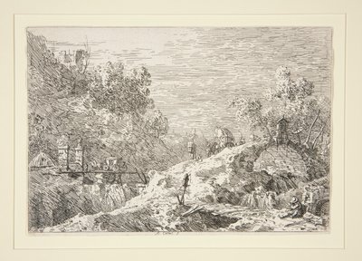 Mountain Landscape with Five Bridges, da série Vedute (Vistas) de Canaletto (Giovanni Antonio Canal)