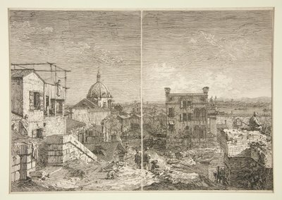 A Casa com a Inscrição [e] A Casa com o Perstyle, da série Vedute (Vistas) de Canaletto (Giovanni Antonio Canal)