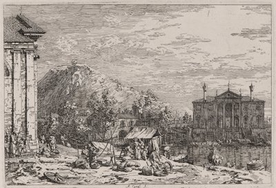 O Mercado no Dolo, da série Vedute (Vistas) de Canaletto (Giovanni Antonio Canal)