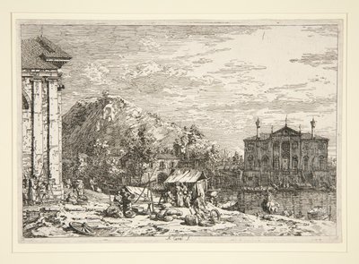 O Mercado no Dolo, da série Vedute (Vistas) de Canaletto (Giovanni Antonio Canal)