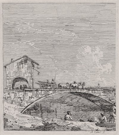 A carroça que passa por uma ponte, da série Vedute (Vistas) de Canaletto (Giovanni Antonio Canal)