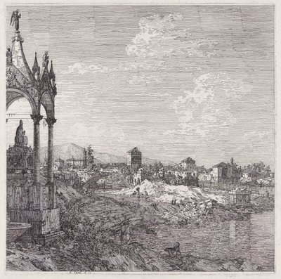 Vista de uma cidade com um bispo de Canaletto (Giovanni Antonio Canal)