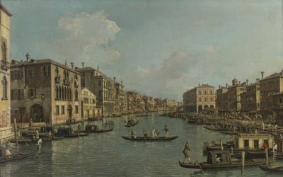 Alemão: Der Canal Grande mit Blick in südöstlicher Richtung auf die Rialtobrücke O Canal Grande com vista para sudeste em direção à Ponte de Rialto de Canaletto