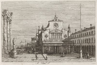 Vista Imaginária de S. Giacomo di Rialto [superior direito] de Canaletto