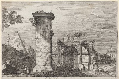 Paisagem com monumentos em ruínas, c. 17351746. de Canaletto