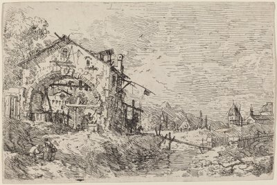 Paisagem com uma mulher em um poço, c. 17351746. de Canaletto