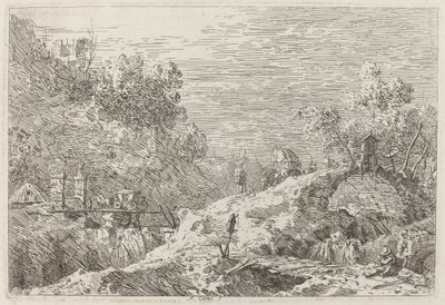 Paisagem montanhosa com cinco pontes, c. 17351746. de Canaletto