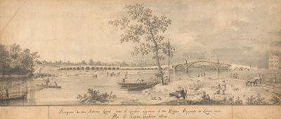 A velha ponte Walton vista da costa de Middlesex de Canaletto
