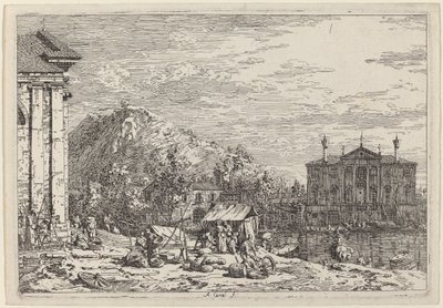 O mercado em Dolo, c. 17351746. de Canaletto