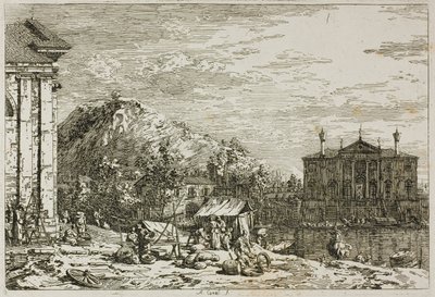 O mercado em Dolo, da Vedute de Canaletto