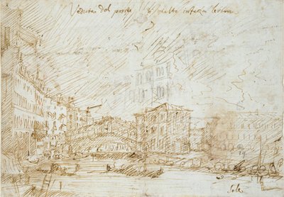 Veneza: A Ponte Rialto, meados do século XVIII de Canaletto