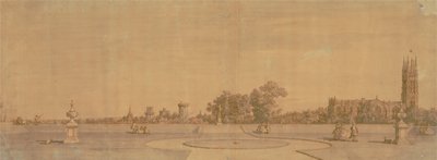 Warwick: A cidade e o castelo a partir dos jardins do Priorado de Canaletto