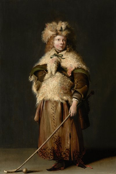 Moses ter Borch segurando um bastão de Kolf, c.1655 (óleo sobre painel) de Capt. Frederick Parr