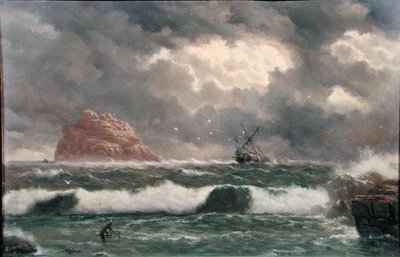 Stormy Coastal Scene (petróleo a bordo) de Capt. John Haughton Forrest