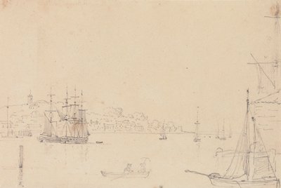 Esboço de Navios perto de West Cowes, Isle of Wight de Capt. Thomas Hastings