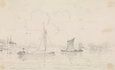 Esboço de Dois Navios à Vela sobre a Água de Capt. Thomas Hastings