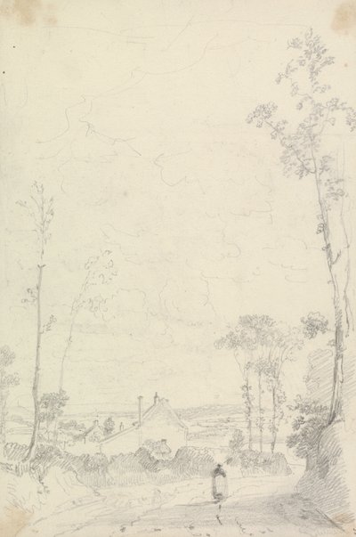 Esboço de uma casa ao longo de uma estrada de Heathland de Capt. Thomas Hastings