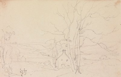 Esboço de uma grande árvore e de uma casa de campo de Capt. Thomas Hastings