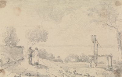 Esboço de uma estrada costeira perto de uma plataforma de Capt. Thomas Hastings