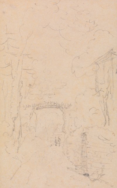Esboço de uma estrada e ponte arborizada, Shorwell de Capt. Thomas Hastings