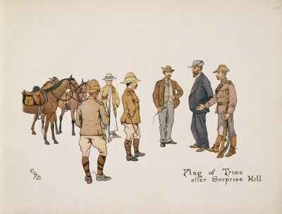 Bandeira de trégua após Surprise Hill, de The Leaguer of Ladysmith, 1900 de Captain Clive Dixon