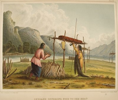 Índios que oferecem comida aos mortos de Captain Seth Eastman