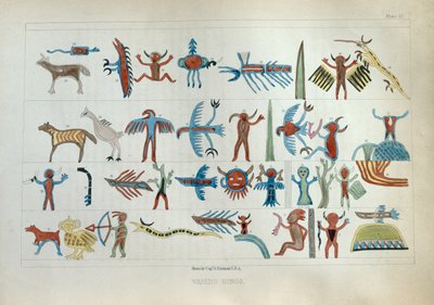 Canções Wabeno, de "Informações Respeitando a História, Condição e Perspectivas das Tribos Indígenas dos Estados Unidos", de Henry R. Schoolcraft, publicado em 1853 de Captain Seth Eastman