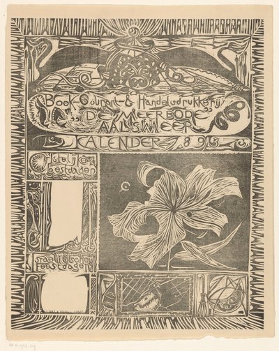 Folha de calendário 1893 de Carel Adolph Lion Cachet