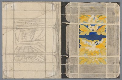 Entwurf für einen Buchumschlag mit Blumenmotiv de Carel Adolph Lion Cachet