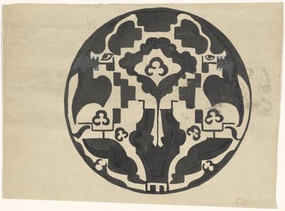 Desenho para um cartaz com dois animais estilizados de Carel Adolph Lion Cachet