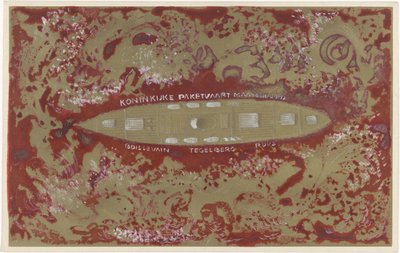 Design para vinheta do Koninklijke Paketvaart Maatschappij de Carel Adolph Lion Cachet