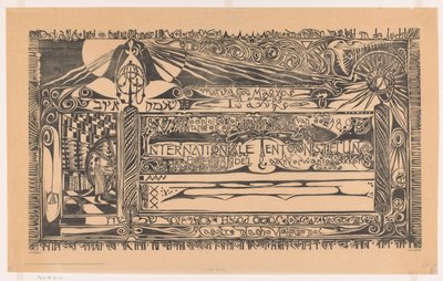 Carta da Vereeniging ter bevordering van de belangen des Boekhandels com impressora, rolos de papel e ornamentação
Exposição Internacional do Comércio de Livros e Exposições Afins (...) (título sobre o objecto) de Carel Adolph Lion Cachet