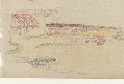 Jardim atrás de uma casa com um toldo de Carel Adolph Lion Cachet