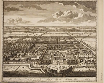 Palácio de recreio de Frederik Henrik em Hornslaardyck, perto de Gravesand de Carel Allard