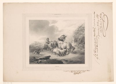 Agricultor com os seus animais a fugir de um furacão
O furacão (título sobre o objecto) de Carel Christiaan Antony Last