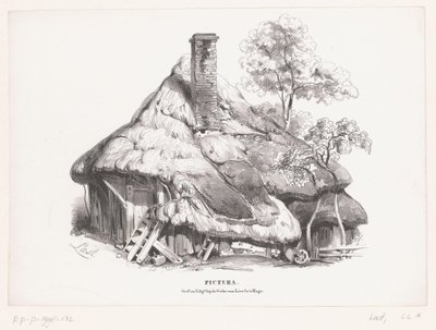 Fazenda com telhado de relva Pictura (título da série no objeto) de Carel Christiaan Antony Last