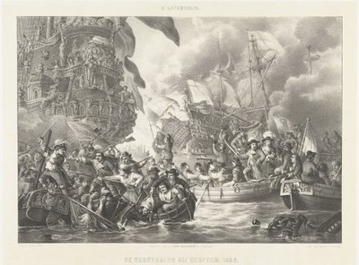 A Viagem a Chatham e a captura do Carlos Real, 1667
A Conquista em Chattam. 1666 (título sobre o objecto) de Carel Christiaan Antony Last