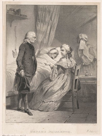Elisabeth da França ao lado do leito de uma pessoa doente de Carel Christiaan Antony Last