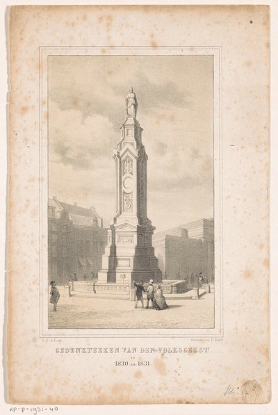 Memorial na Praça Dam em Amsterdã Memorial do Espírito do Povo em 1830 e 1831 (título no objeto) de Carel Christiaan Antony Last