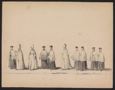 Máscara dos Estudantes de Utrecht, 1846 (ilustração 11) Representação da procissão fantasiada, representando a procissão de Filipe II, Príncipe da Espanha, em Utrecht, 3 de outubro de 1549, realizada em 17 de junho de 1846, por H.H. Estudantes de Utrechtsc de Carel Christiaan Antony Last