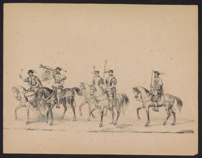 Máscara dos Estudantes de Utrecht, 1846 (ilustração 13) Representação da procissão fantasiada, representando a procissão de Filipe II, Príncipe da Espanha, em Utrecht, 3 de outubro de 1549, realizada em 17 de junho de 1846, por H.H. Estudantes de Utrechtsc de Carel Christiaan Antony Last
