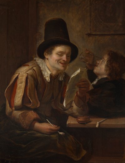 Dois homens em uma taverna de Carel De Moor
